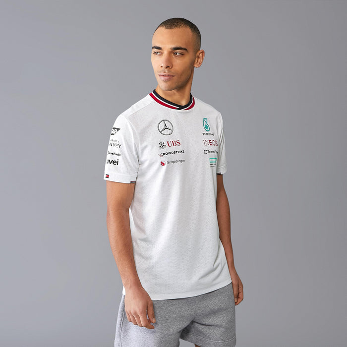 Mercedes AMG Petronas F1 Men’s 2024 Team Driver T-Shirt – Official White Fan Apparel (Size L)