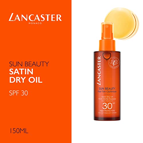 Lancaster Sun Beauty Satin Sheen Oil – SPF 30 Fast Tan Optimizer & Body Bronzer, 5 fl oz