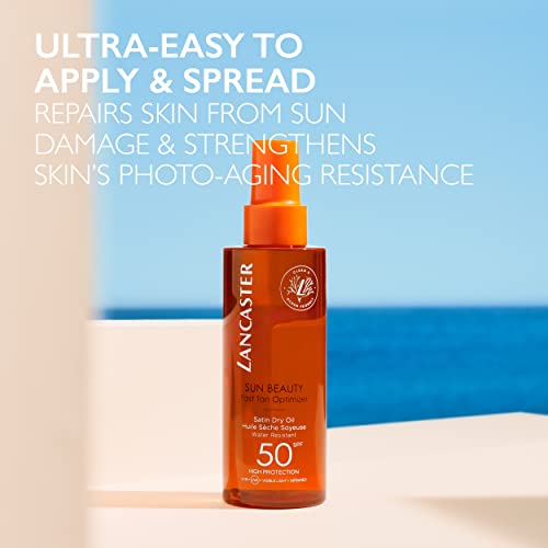 Lancaster Sun Beauty Satin Sheen Oil – SPF 30 Fast Tan Optimizer & Body Bronzer, 5 fl oz