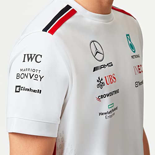 Mercedes AMG Petronas Formula One Team Men’s 2023 Official F1 T-Shirt – White Fan Apparel, Size L