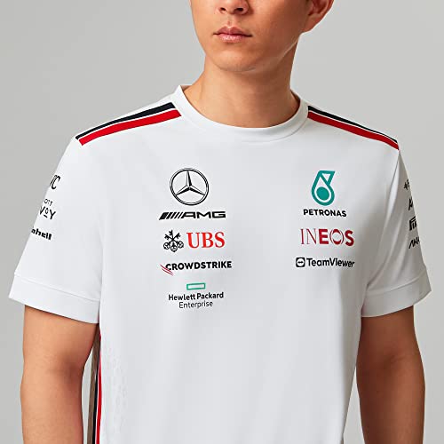 Mercedes AMG Petronas Formula One Team Men’s 2023 Official F1 T-Shirt – White Fan Apparel, Size L