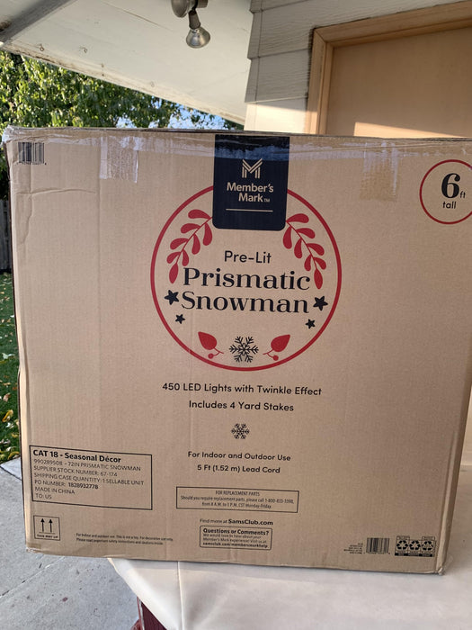 Member’s Mark 6-Foot Pre-Lit Snowman with Multicolor Prismatic Lights – Holiday Outdoor Display