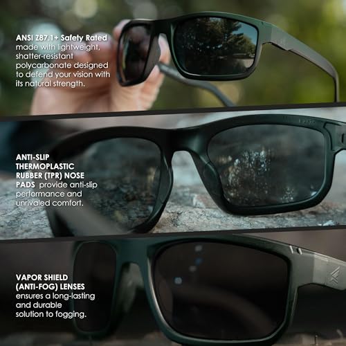 EDGE Defiance Wayfarer Safety Glasses, Polarized Z87 Safety Glasses, Mens Z87 Sunglasses, Protective Eyewear, Z87 Glasses