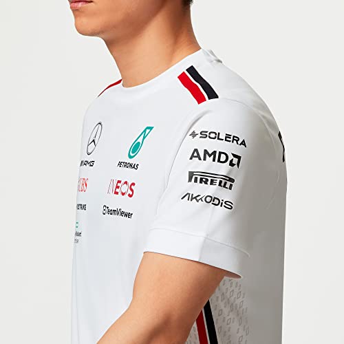 Mercedes AMG Petronas Formula One Team Men’s 2023 Official F1 T-Shirt – White Fan Apparel, Size L